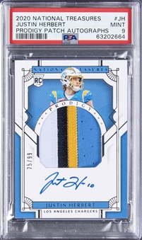 2020 National Treasures Prodigy Patch Autographs #JH Justin Herbert Signed Jersey Patch Rookie Card (#25/99) - PSA MINT 9